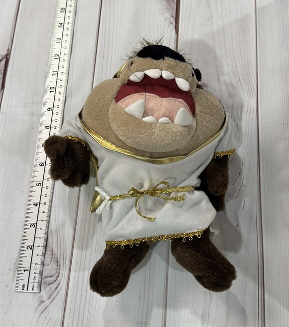 RARE Looney Tunes Taz Tasmanian Devil Angel Wings Plush 12" White Robe Gold Belt - Picture 5 of 5